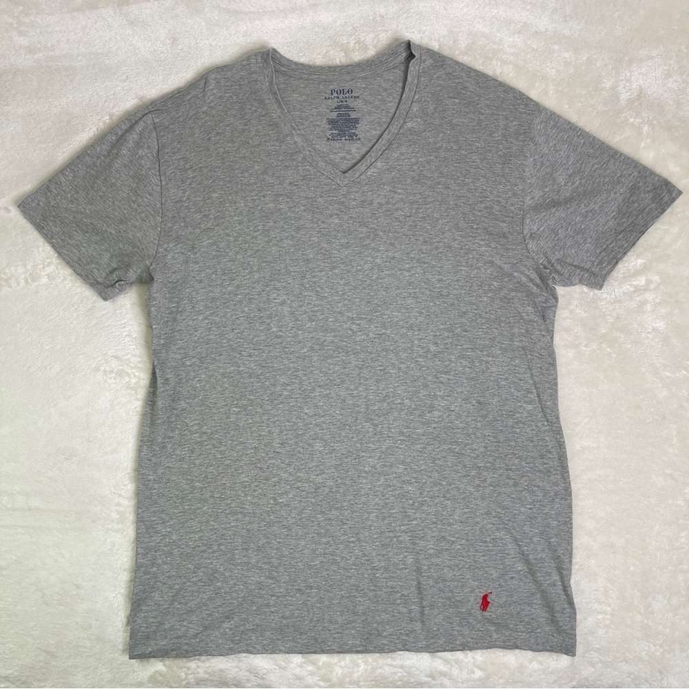 Polo Ralph Lauren Classic Fit Gray Cotton V-Neck Tee Size L